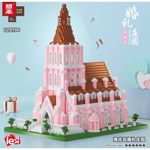 LZ8196 Haihua Island Wedding Manor Adult Tall Huge Three-dimensional Assembled Building Block Model Construction Toys for gifts