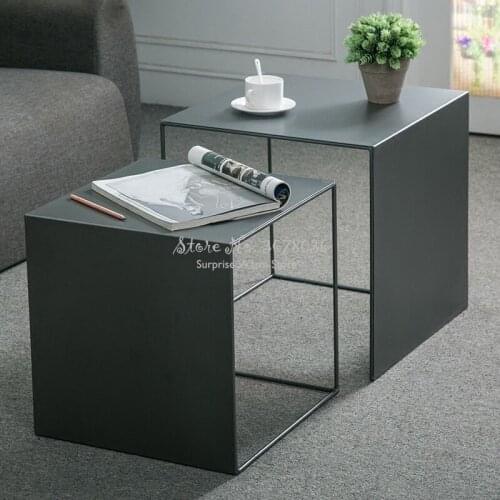 Europe Style Metal Tea Table Fashion Metal Coffee Table Simple Modern Small Table Creative Living Room Square Table Storage Rack