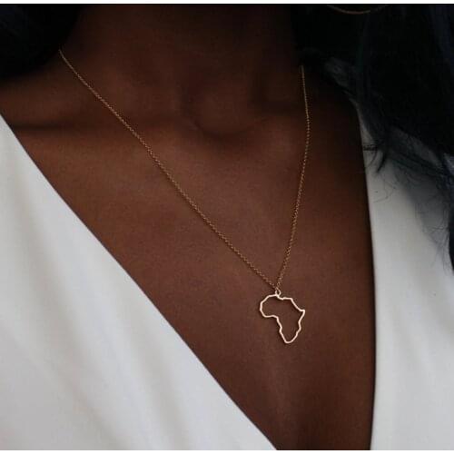 Minimal African Map Necklace for Women Africa Necklace Stainless Steel Charms African Pendant Bijoux Femme Bridesmaid Gift