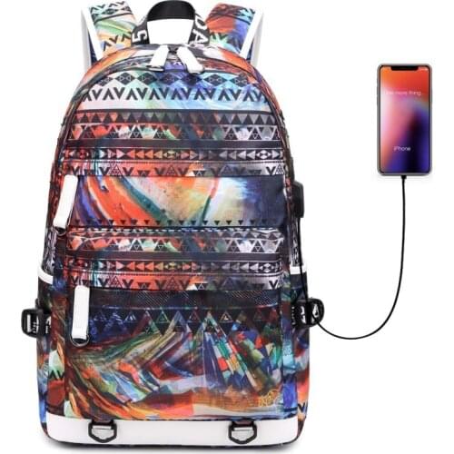 Fashion Large Backpack School Bag with USB Charging Port Men College Middle High Student Multifunction Travel Back Pack