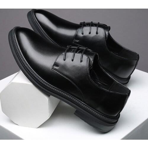 2021 New Fashion Business Dress Men Classic Leather MenS Suits Fashion Lace-up Dress Shoes Men Oxfords Solid Color Flat Oxford