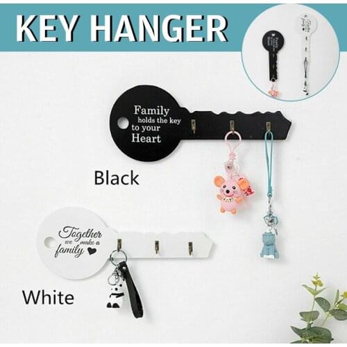 Retro Wood Key Shape Key Holder Wall Mount Wall Hook Storage Rack Hanger Decor Hanging Home Accessories Door Back Organizer