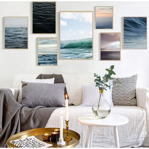 Wall Pictures For Living Room Bedroom Home Sea Ocean Wave Landscape Wall Art Canvas Painting Nordic Posters And Prints
