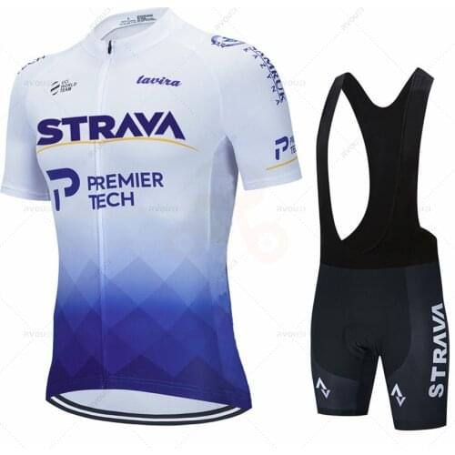 2021 New STRAVA Summer Cycling Jersey Set Breathable Team Racing Sport Bicycle Jersey Mens Cycling Clothing Short Bike Jersey