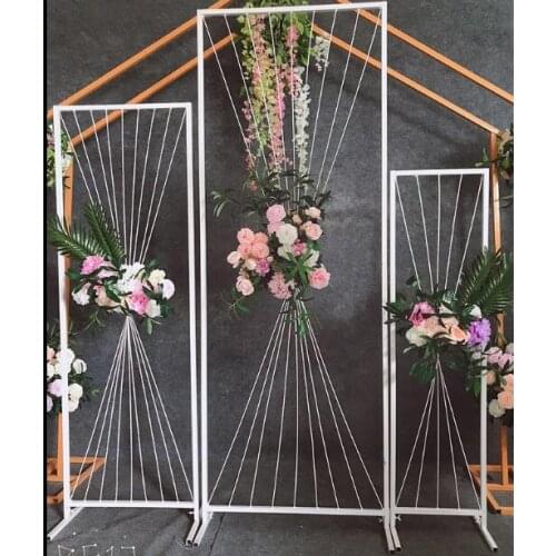New wedding props wire geometric frame screen background decoration wedding window decoration road guide