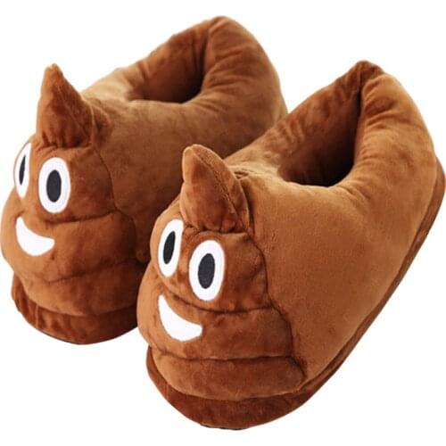 Winter New Women Plush Slippers Cartoon Shit Home Warm Home Shoes EVA Soled Flat Cute Female Indoor Furry Cotton Slippers