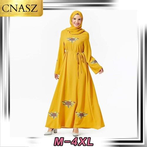 New Muslim Dress Islamic Turkey Elegant Dress Arabian Fashion Middle East Kaftan Embroidered Long Skirt Pakistan Morocco Kimono