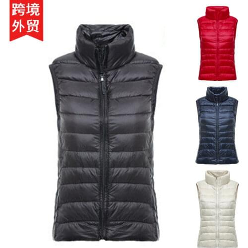 Women Down Vest Winter Shiny Girl Waistcoat UItra Light Coat Autumn Female Warm Vest Jacket Compressible PURPLE WHITE