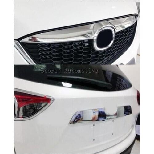 FIT FOR MAZDA CX-5 2012-2014 2IN1 FRONT GRILLE GRILL BONNET REAR TRUNK LID CHROME TRIM COVER GARNISH GUARD MOLDING BAR MESH