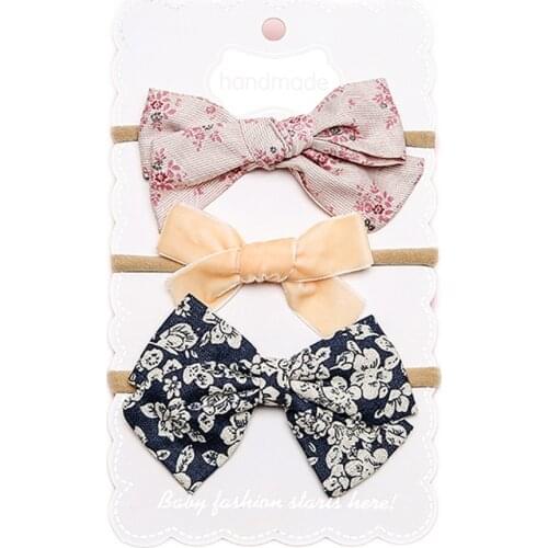3pcs/set Print Bow Nylon Headbands For Girls Baby Accessories Elastic Hair Headwear Children Headwrap Baby Girl Hair Accessories