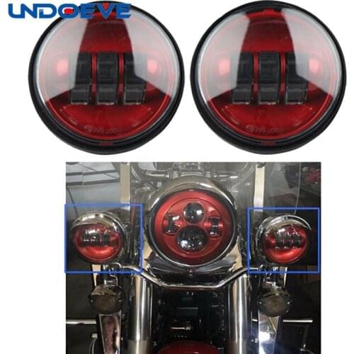 Undoeve 2pcs 4.5" Inch red Led White Passing Projector Fog Lamp for Motorcycles