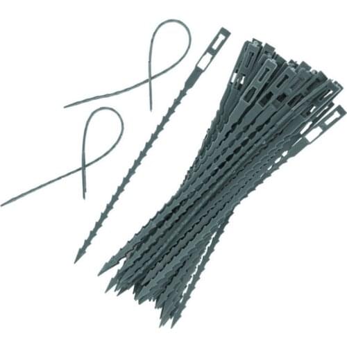 50 PCs / Lot Adjustable Plastic Reusable Cable Plant Cable for Garden Climbing Tree Support Fish Bone Thorn Green Gardening Ties