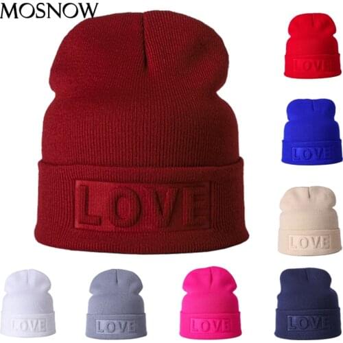 Hat for Women Men Winter Hat love lettering Knitted Warm Cap Couples Skull Cap Fashion Autumn Beanie Unisex solid color Bonnet