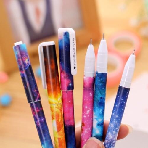 50pcs Kawaii Gel Pen Fashion Creative Starry Sky Pens for School Office Supplies Cute Stationery for Kids Gift Christmas 0.38mm