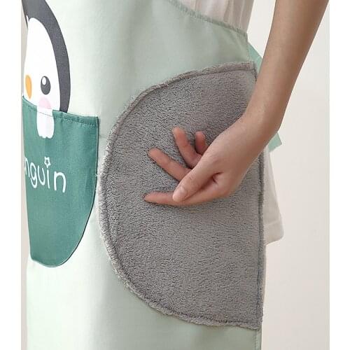 Waterproof and Oil-Proof Big Pocket Apron Japanese Cartoon Household Chores Sleeveless Clothes Cover Kitchen Accessories