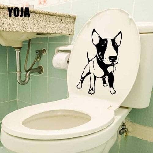YOJA 16.1X23.5CM Animal Dog Pitbull Toilet Decal Cute Positive Pets Puppy Home Decor Wall Stickers T5-1582