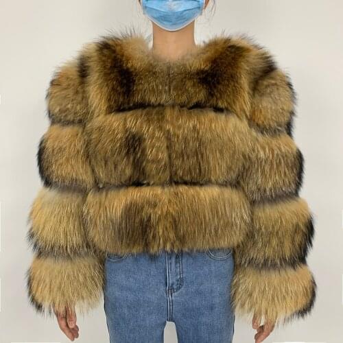 2021 Winter Jacket Women Real Fur Coat 7XL Big Fluffy Natural Raccoon Fur Thick Warm Outerwear Streetwear Removable