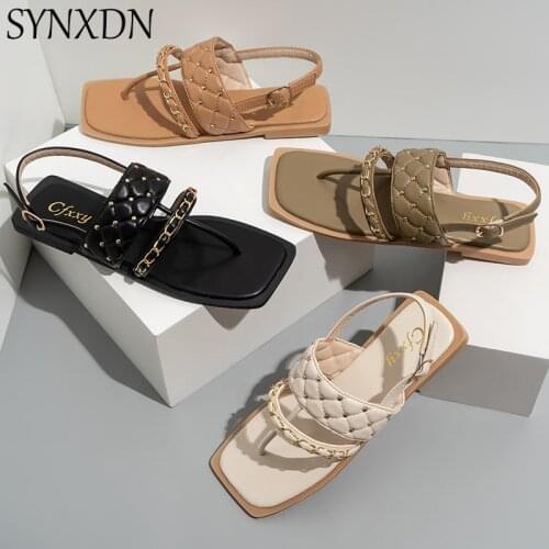 2021 Summer Women Sandals Ladies Flip Flops Chain Beading High Quality Ladies Shoes Casual Sandals Female Footwear Outside Wear