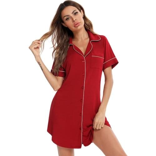 Women Loose Nightgowns Sleepwear Nightshirts Long Sleeve Silk Casual Night Dress Summer Home Clothing Home Dress Plus Size