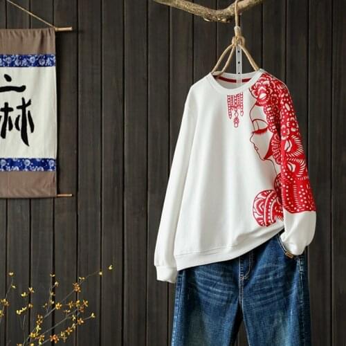 Women Sweatshirts Print Hoodies Women Long Sleeve Tops Autumn Sweatshirt Female Vintage Pullovers Lady Top Sweatshirt AA5266