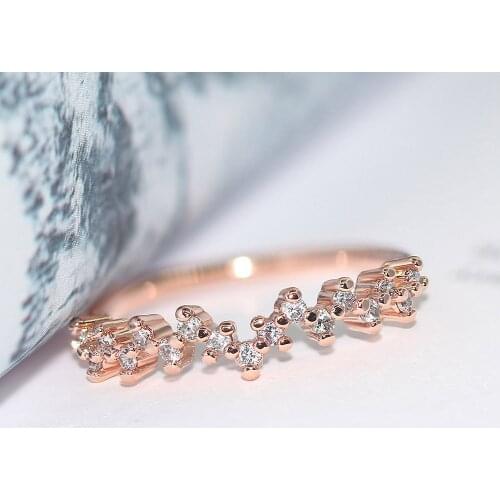 ZHOUYANG Ring For Women Thin Concise Style Mini Cubic Zirconia Wedding Ring Rose Gold Color Fashion Jewelry Gift R898 R899