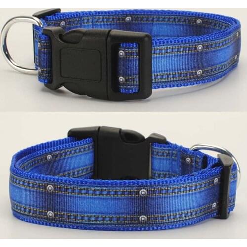 1 Inch Denim Print Ribbon Retail Dog Leash Dog Collar Safety Belt Key Chain