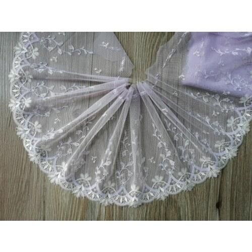 1Yard Mesh Embroidery Lace Trim Fabric Handmade DIY Needlework Sewing Doll Bra Underwear Dress Clothing Material Light Purple