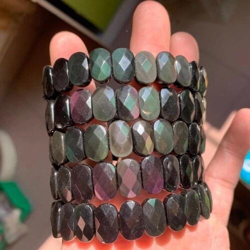 AAA grade rainbow obsidian stone bracelet natural gemstone jewelry bangle for woman for gift wholesale
