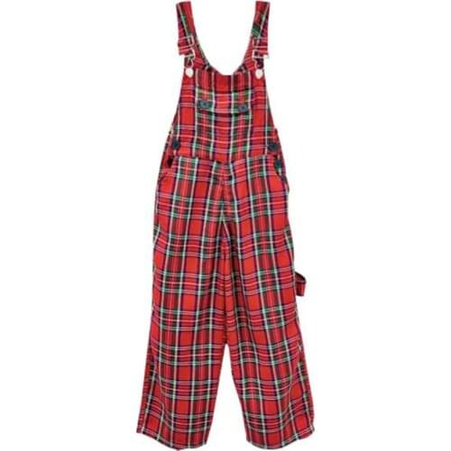 Cultiseed Girls Red And Black Plaid Overalls Clothes Big Children Kids New Fashion Wide Leg Pants Casual One Piece Jumpsuits