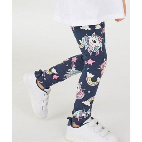 Baby Girls Long Length Pants Kids Cotton Unicorn Print Clothes Trousers Kids Children Leggings Pants Girls Casual
