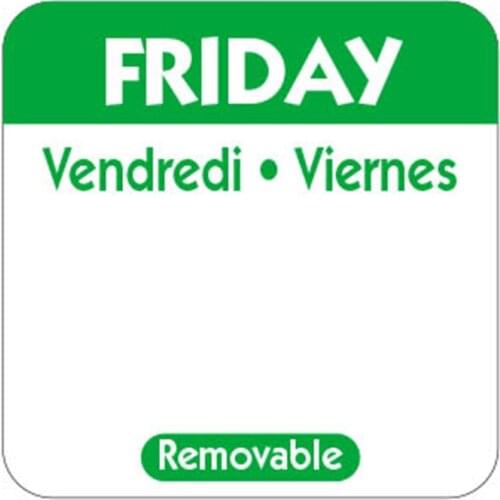 DaySpot HYDS-RL1x1-FRIDAY Removable Adhesive Labels1"X1" Inch Date Stickers for Food Storage Rotation, 1000 labels/roll