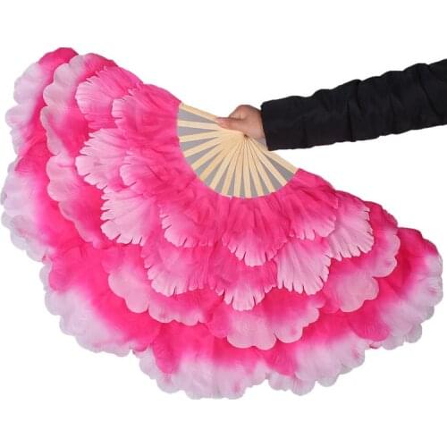 FEECOLOR 2pcs/lot Belly Dance hand held fans 50cm flower Layered handfan stage performance shower Modern dancing accessories