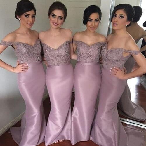 Elegant Lace Beaded Mermaid Bridesmaid Dresses New Arrival Long Party Gowns Plus Size Satin Women Pageant Gowns