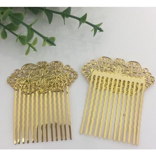 5 PCS 57*28mm Metal Copper Flower Hair Combs Base Gold Hair Combs Setting For Jewelry Making