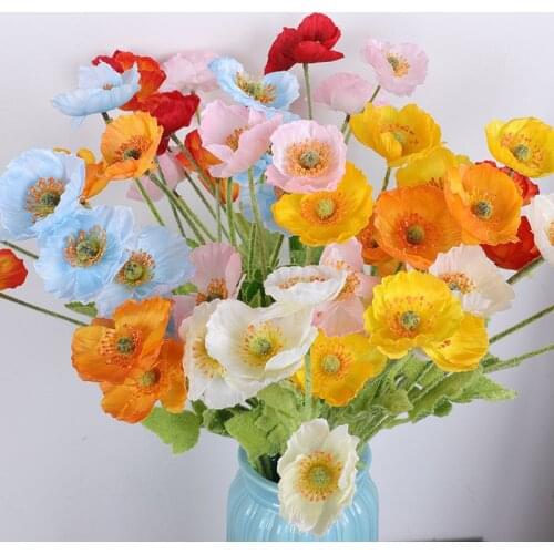 Poppy Artificial Flower 58cm 4 Heads Silk Cloth Little Daisy Bright Summer Fake Flower For Wedding Party Hotel Home Decoration