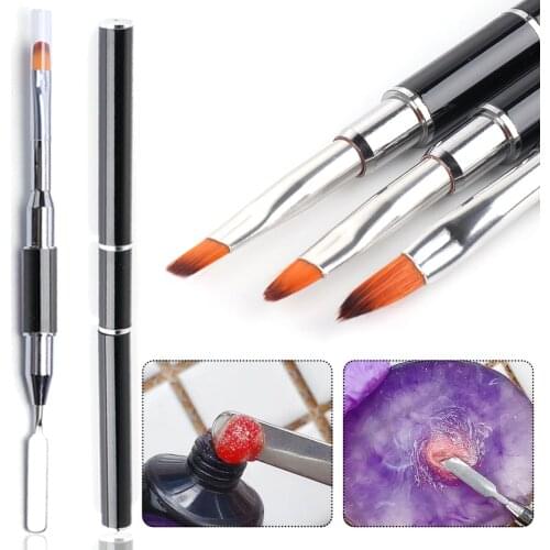 1pcs Nail Brush For Acrylic UV Gel Polish Extension Drawing Pen Double Sided Stainless Steel Nail Art Brush Nail Art Tool SA1841