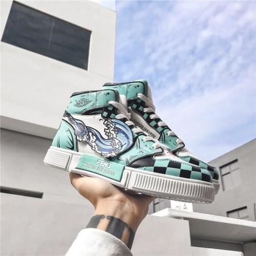 Classic Anime Shoes Men Hip Hop Shoes Fashion Clunky Sneakers for Men Casual Shoes Travel Mens Walking Shoes High Top Sasuke 44