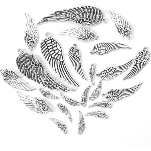 10pcs Metal Wings Pendant for Jewelry Making Alloy Spacer Beads for DIY Bracelet Necklace Handmade Crafts Accessories Wholesale