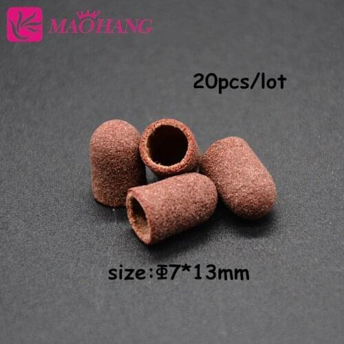 MAOHANG 7*13mm 20pcs/lot Beauty Nail Art Accessories Sanding Block Sleeves Without Grip Sanding Bands Nail Drill Manicure Tool