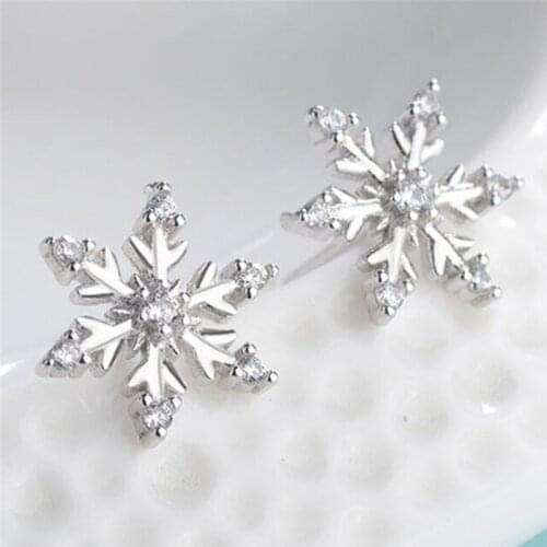 Fashion Crystal Earring New Earring Cute Snowflake Earrings For Women Jewelry Christmas Gift