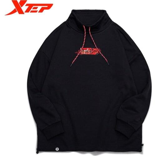 Xtep Mens Sweater Spring Hooded Pullover Sports Sweater Printing Sports Leisure Long-Sleeved Sweater 879129920164