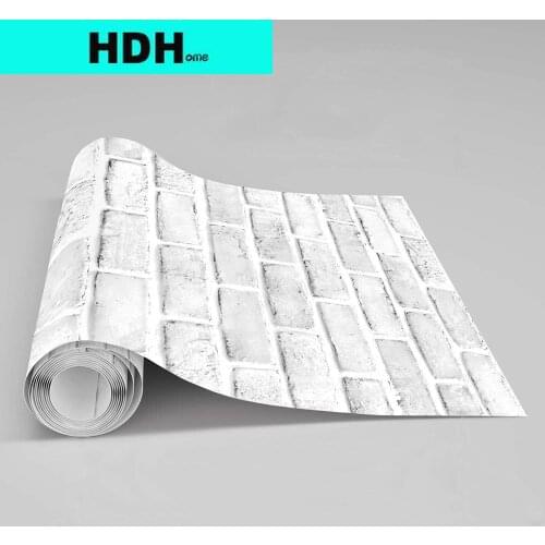 HDHome White Gray Brick Wallpaper Grey Self-Adhesive Paper Home Decoration Peel and Stick Backsplash Wall Panel Door Decor