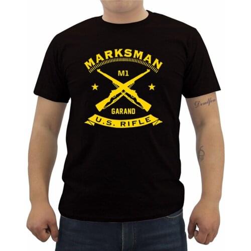 New Marksman T Shirt M1 Garand U S Rifle Print T Shirt Summer Mens Sniper T Shirt Infantry T Shirt Casual Cotton Tees Cool Tops