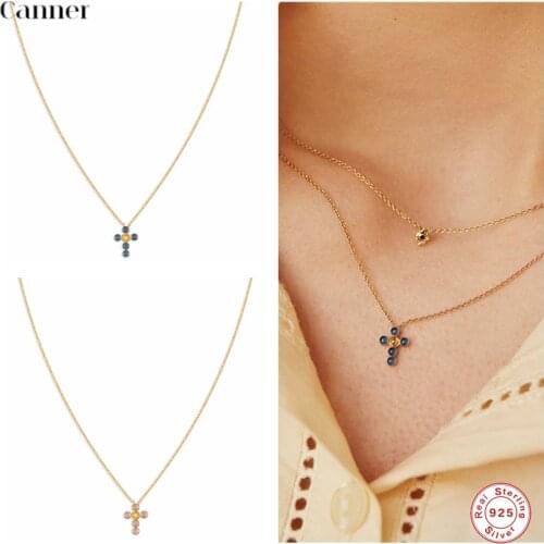 Canner 925 Sterling Silver Necklaces For Women Zircon Crystal Pendant Clavicle Necklaces Lovers' Couples' Gift Collar Joyero W5