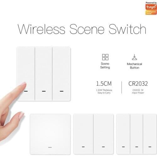 Tuya ZigBee Wireless Scene Switch Push Button Controller Battery Powered Automation Scenario For Tuya Devices 1/2/3Gang