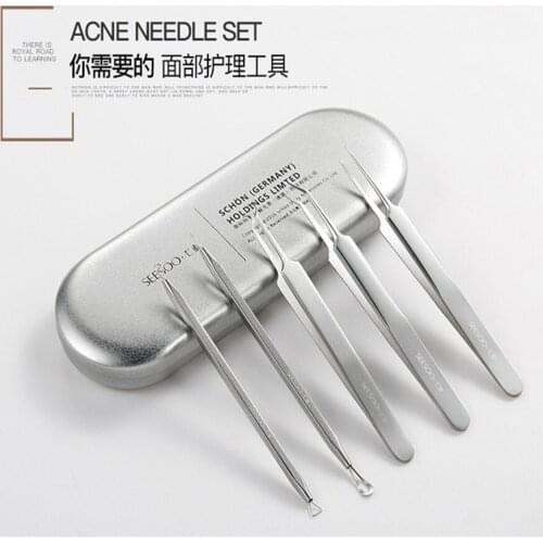 Tweezers 5PCS Stainless Steel acne Needle Set Beauty Cell Clamp Blackhead Needle Tools Acne Needle Pimple Extrusion Artifact
