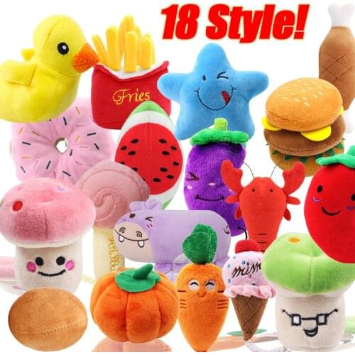 1pc Plush Squeaky Bone Dog Toys Bite-Resistant Clean Dog Chew Puppy Training Toy Soft Banana Carrot And Vegetable Pet Supplies