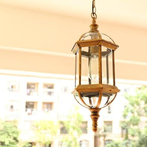 Retro European style simple outdoor villa garden hallway aluminum waterproof courtyard outdoor Chandelier