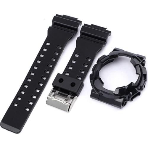 Rubber Case + Strap For Casio GA-100/110/120/150/200/300 GD-100/110/120 GAX-100 GLS-100 Sport Silicone Replacement WatchBands