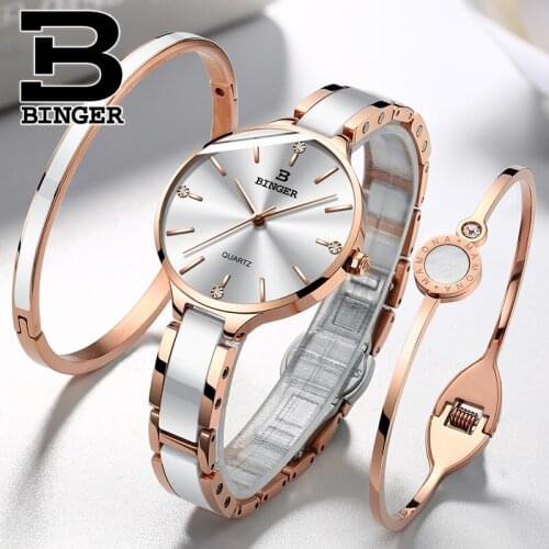 Switzerland BINGER Luxury Women Watch Brand Crystal Fashion Bracelet Watches Ladies Women Wristwatches Relogio Feminino B-1185-5